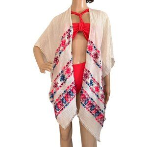 Handwoven Boho Kimono Cardigan Wrap Swim Coverup Boho Cotton One Size Fits Most